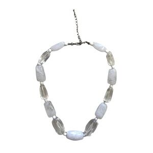 Clear Opaque Translucent White monochrome Chunky Bead Statement Necklace